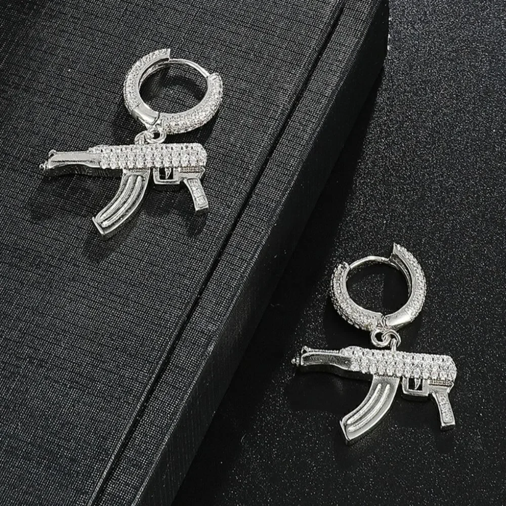 Hoop machine gun earrings